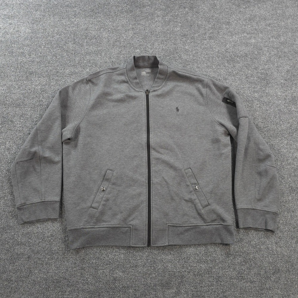 Polo Ralph Lauren Jacket Mens 2XL Gray Performance Track Full Zip Pony Logo